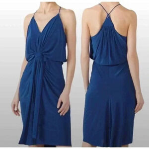 Misa Los Angeles Domino Dress Mini Draped Ruched Navy Blue Womens Size XS NWT